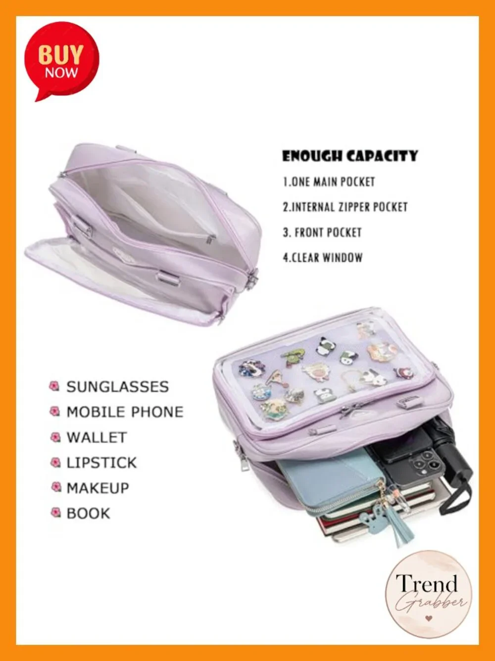 Kawaii Ita Bag Crossbody Shoulder Backpack with Display Window PU Leather